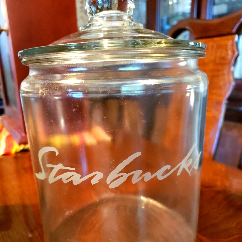 Starbucks Glass Biscotti Jar great for cookies or coffee